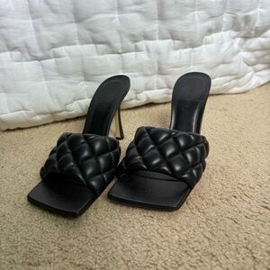 Bottega Veneta Black Quilted Leather Sandal Size 38